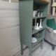 Small vintage bookcase enhanced in smoky green