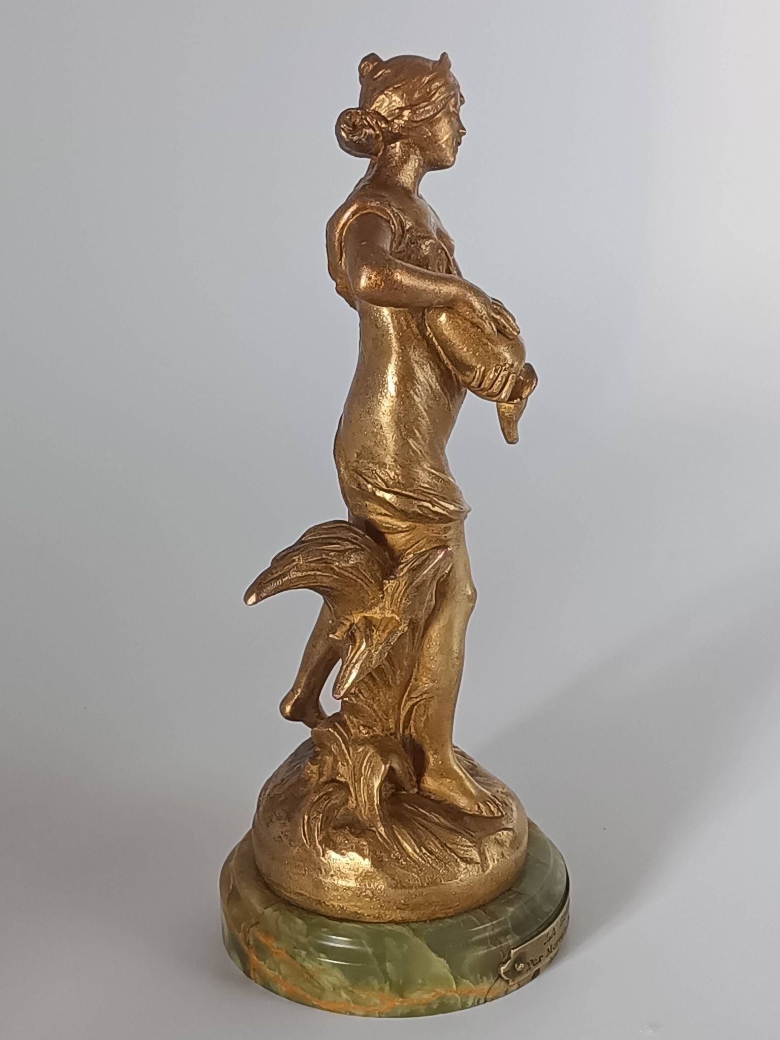 Old Regule Statuette The Source Auguste Moreau Base Green Onyx 19 cm