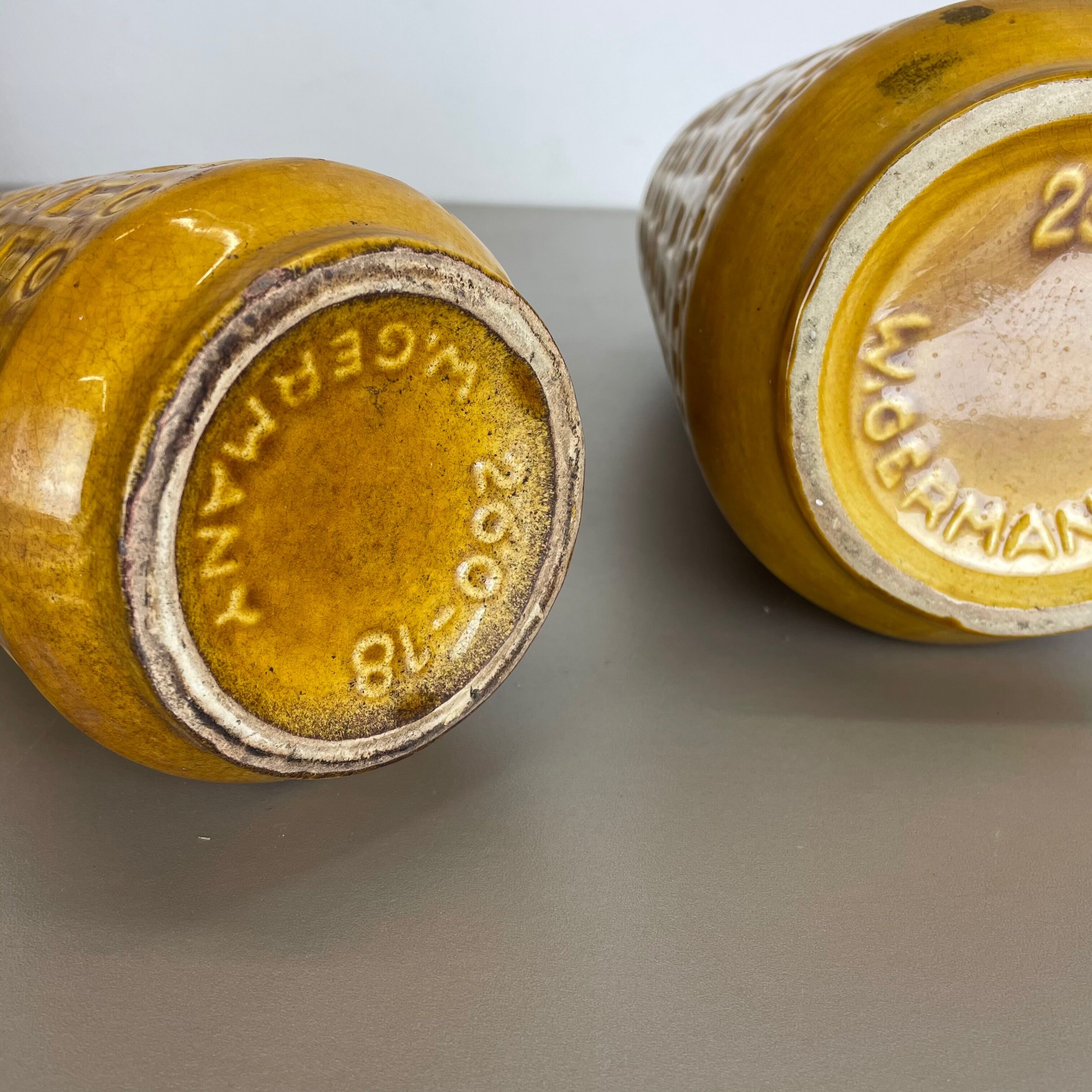 Set of two pottery fat lava vases "ochre" by scheurich, germany, 1970s