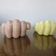 Empty hand-shaped pocket in pale yellow ceramic years70