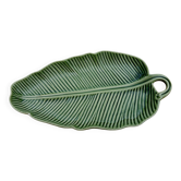 Slip dish in the shape of a palm leaf