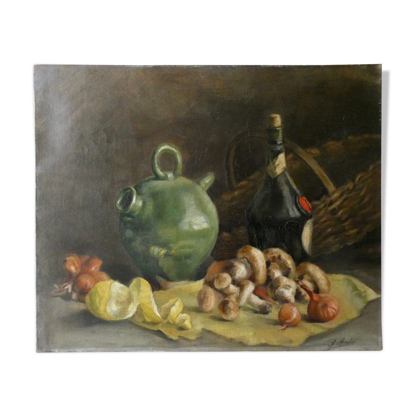 Tableau, huile sur toile, nature morte, signée