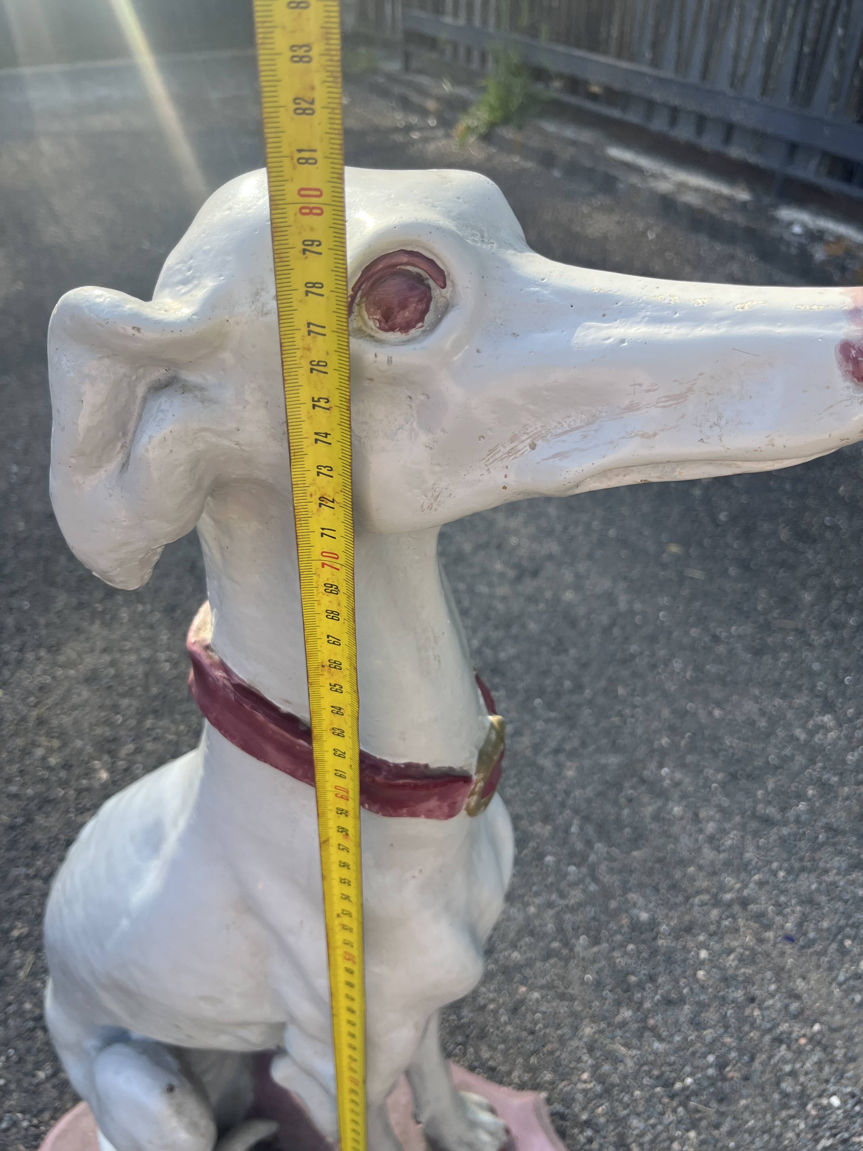 Large Sitting Greyhound Statue in Concrete / Cement - Garden Decoration or