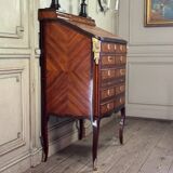 Louis XV Notary Secretary Cabinet in Veneer, Stamped by Nicolas Pet