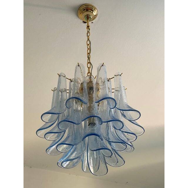 Contemporary Blue “Selle” Murano Glass Chandelier