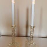 Paire de bougeoirs anciens en verre