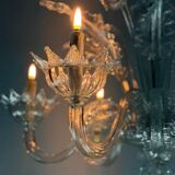 Venetian chandelier in colorless Murano glass with 6 light arms, circa 1930