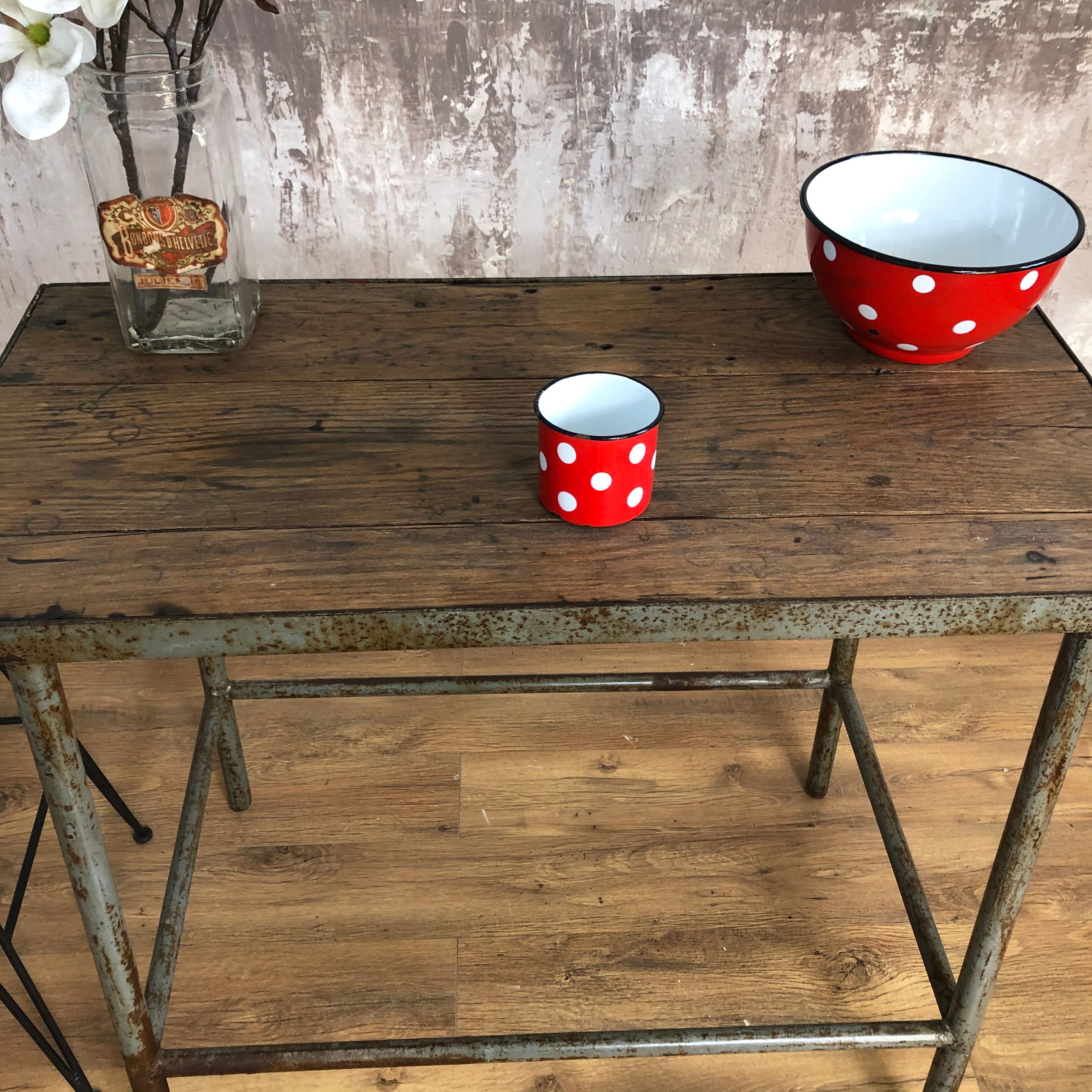 Table haute industrielle métal et bois