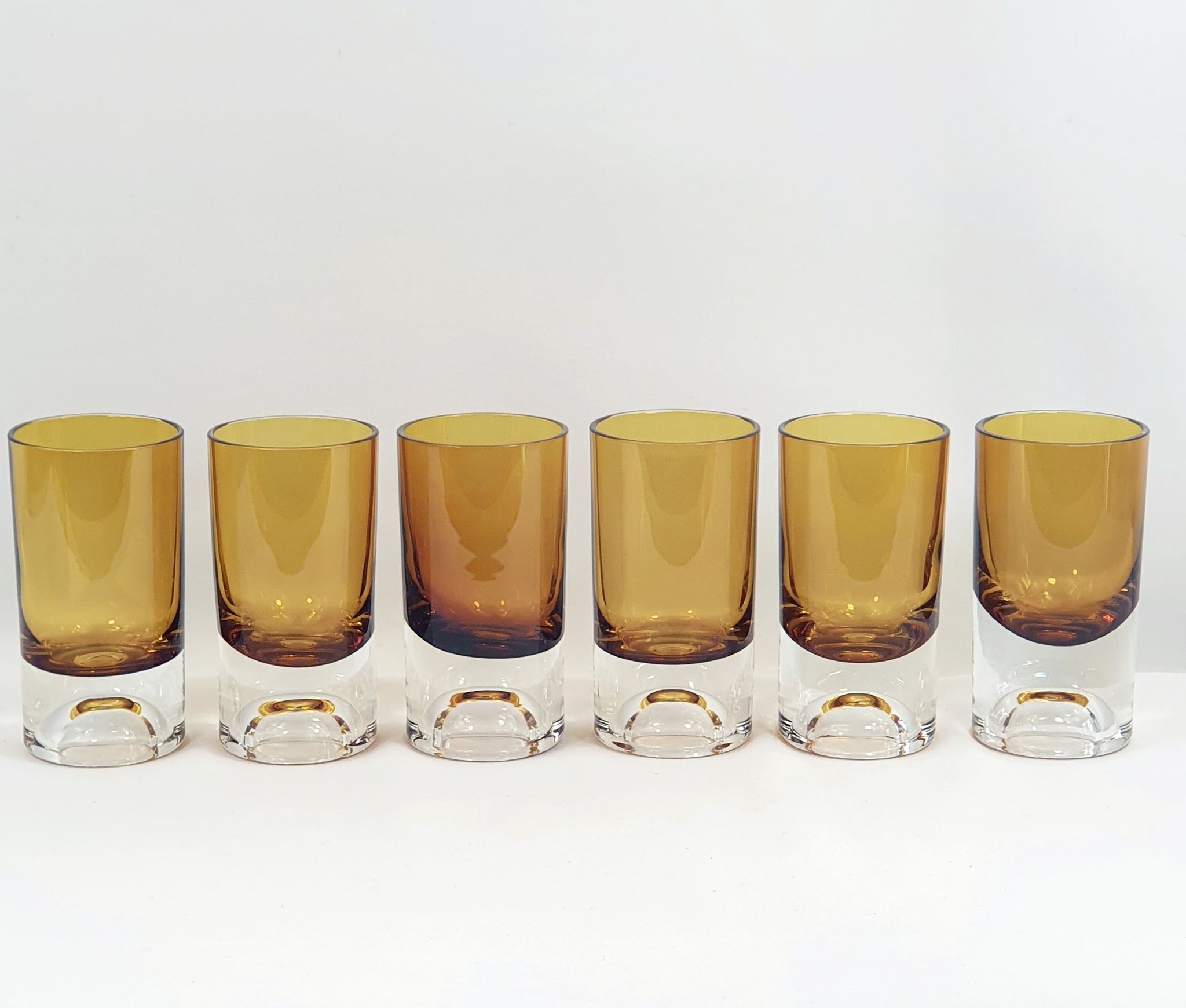 6 vintage tube glasses 70 amber glasses shot glasses
