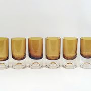 6 vintage tube glasses 70 amber glasses shot glasses