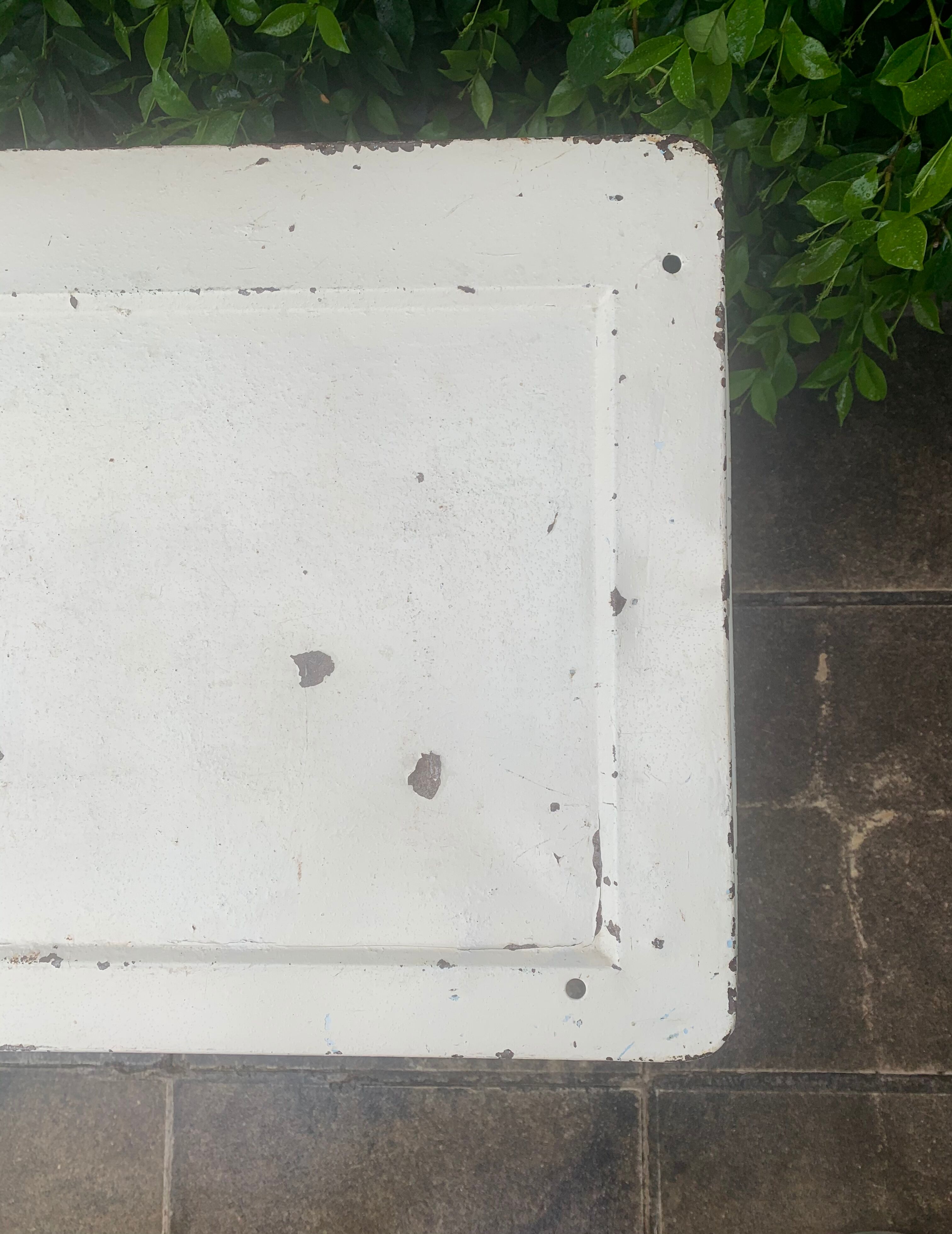 Folding iron side table