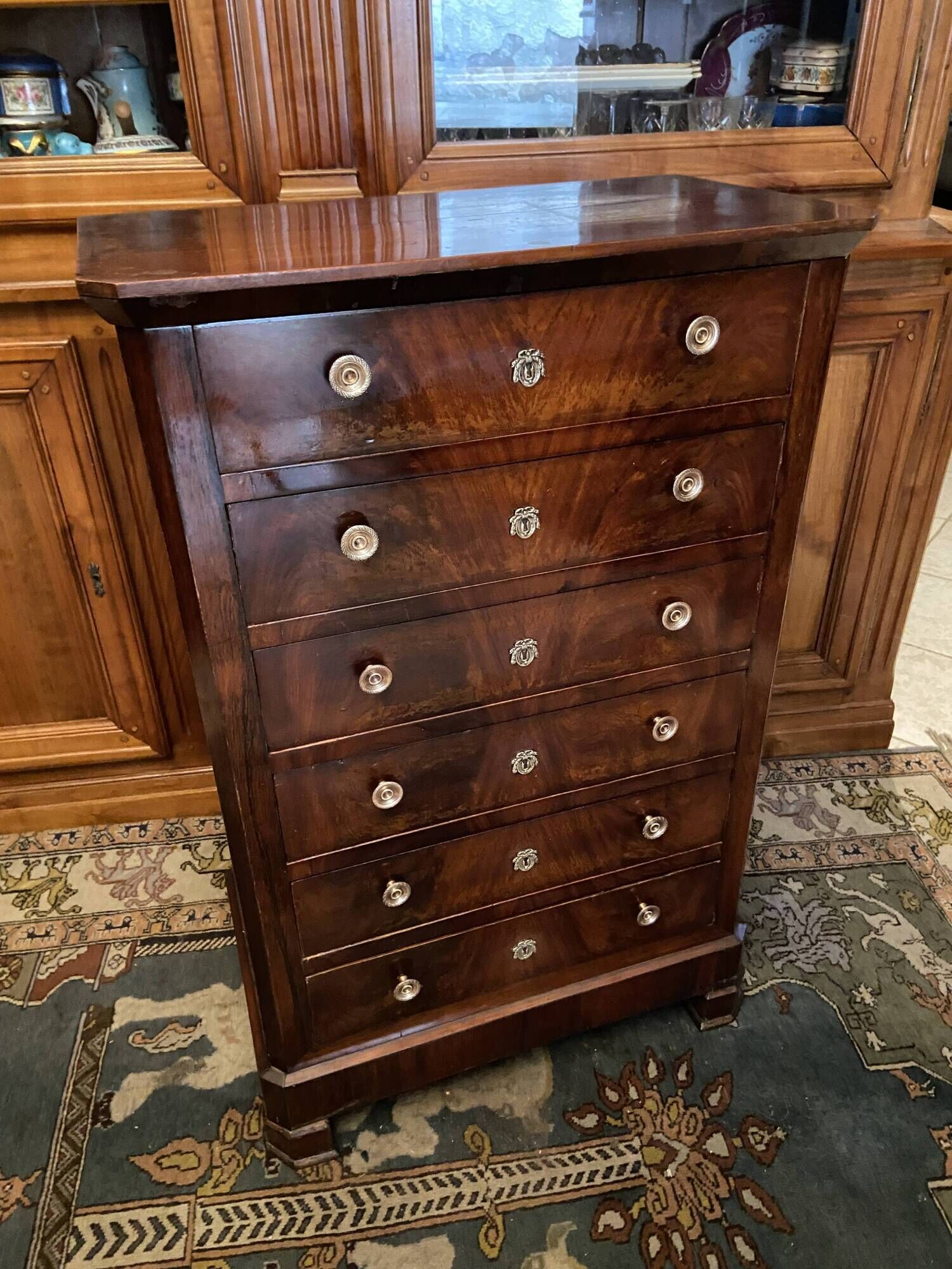 Chest of drawers with 6 drawers mahogany style Restoration