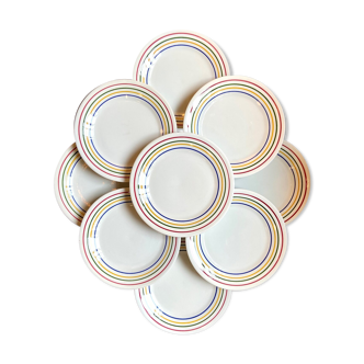9 flat plates San Marciano Ceramiche in enamelled Italian earthenware