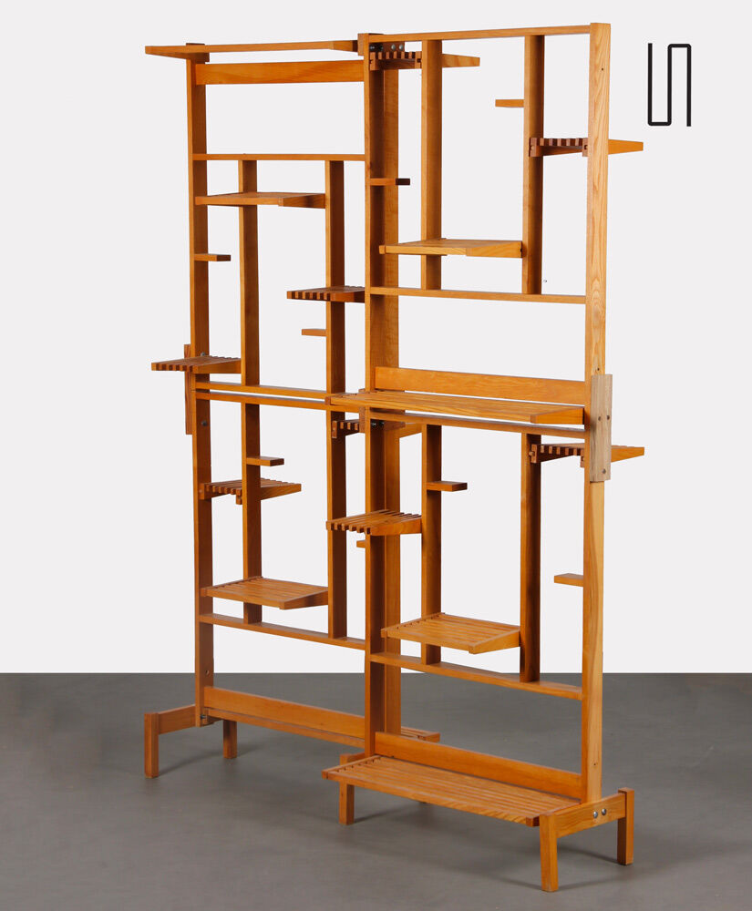 Vintage wooden plant holder, Czech manufacture, 1970