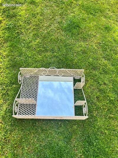 Vintage metal shelf with mirror