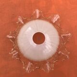 1930s Clear and Milk White Glass Ruffled Lampshade