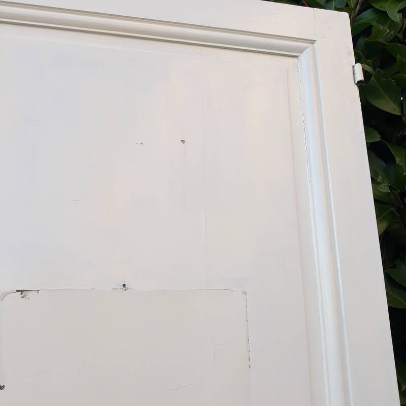 Communication door H219.5xL80cm, old panelled and moulded.