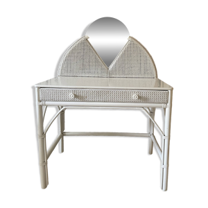 Coiffeuse en rotin blanc