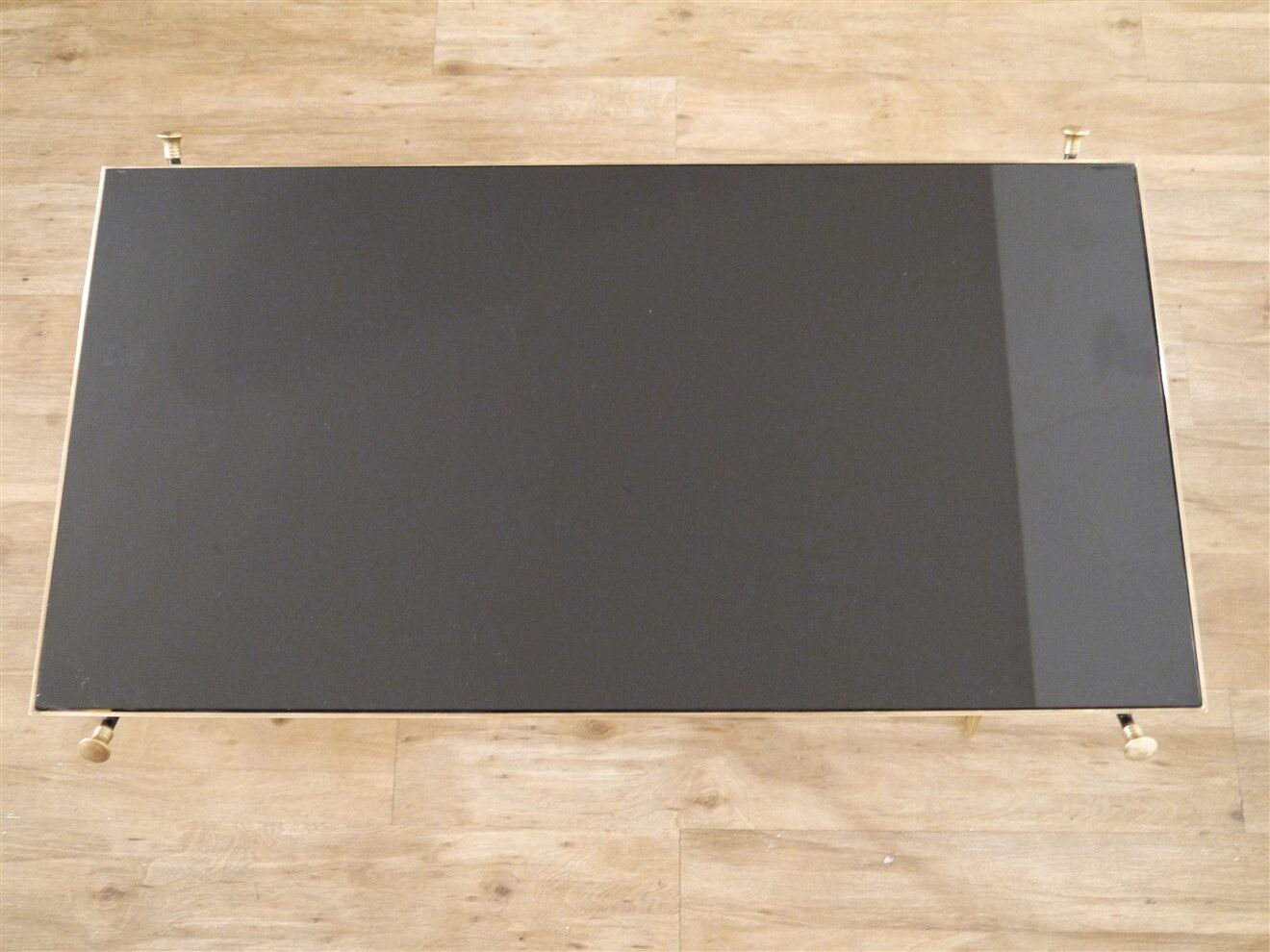 coffee table in metal, brass and glass, 1970