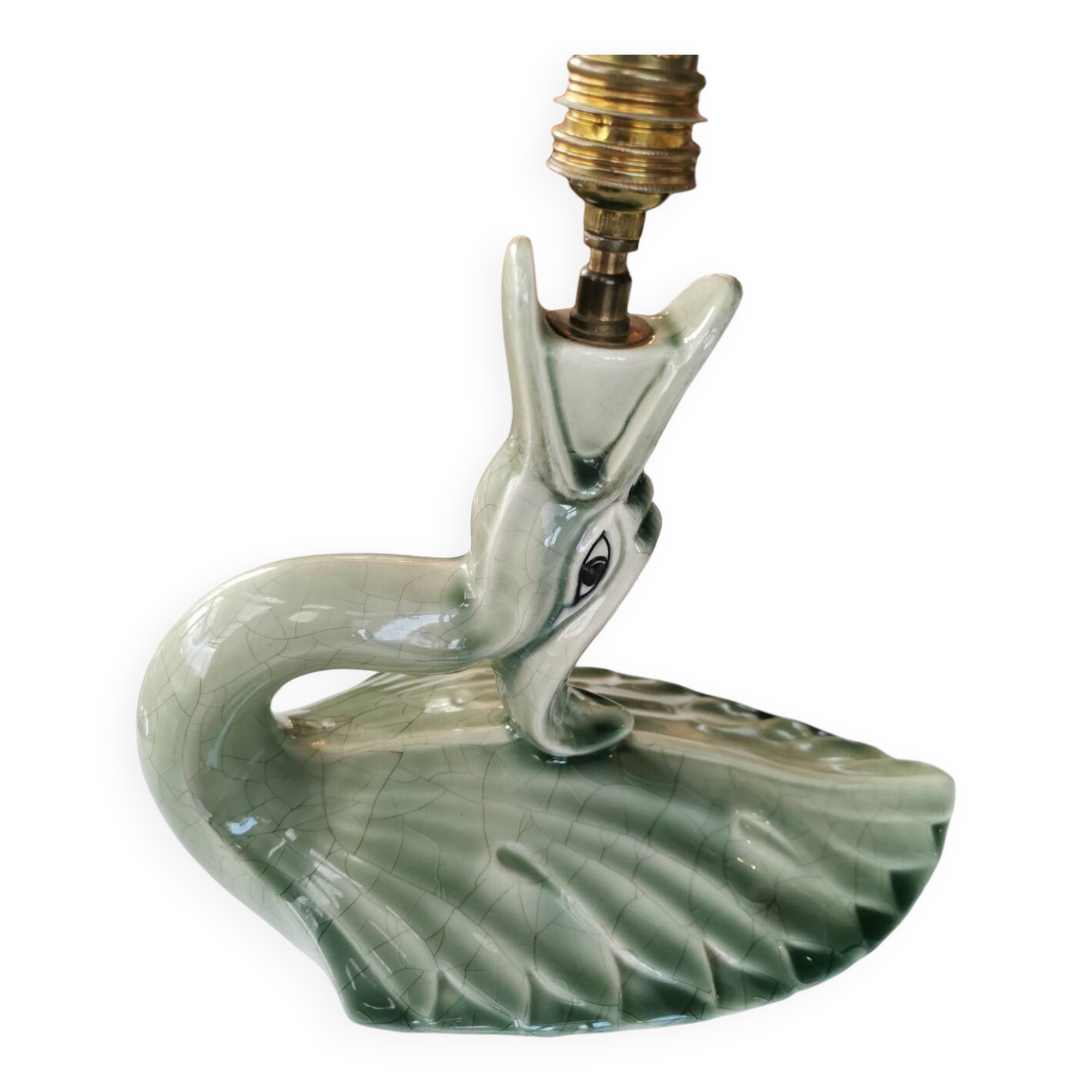 Vintage ceramic bird lamp base from Charolles