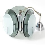 Pendant lamp vintga space age glass & chrome