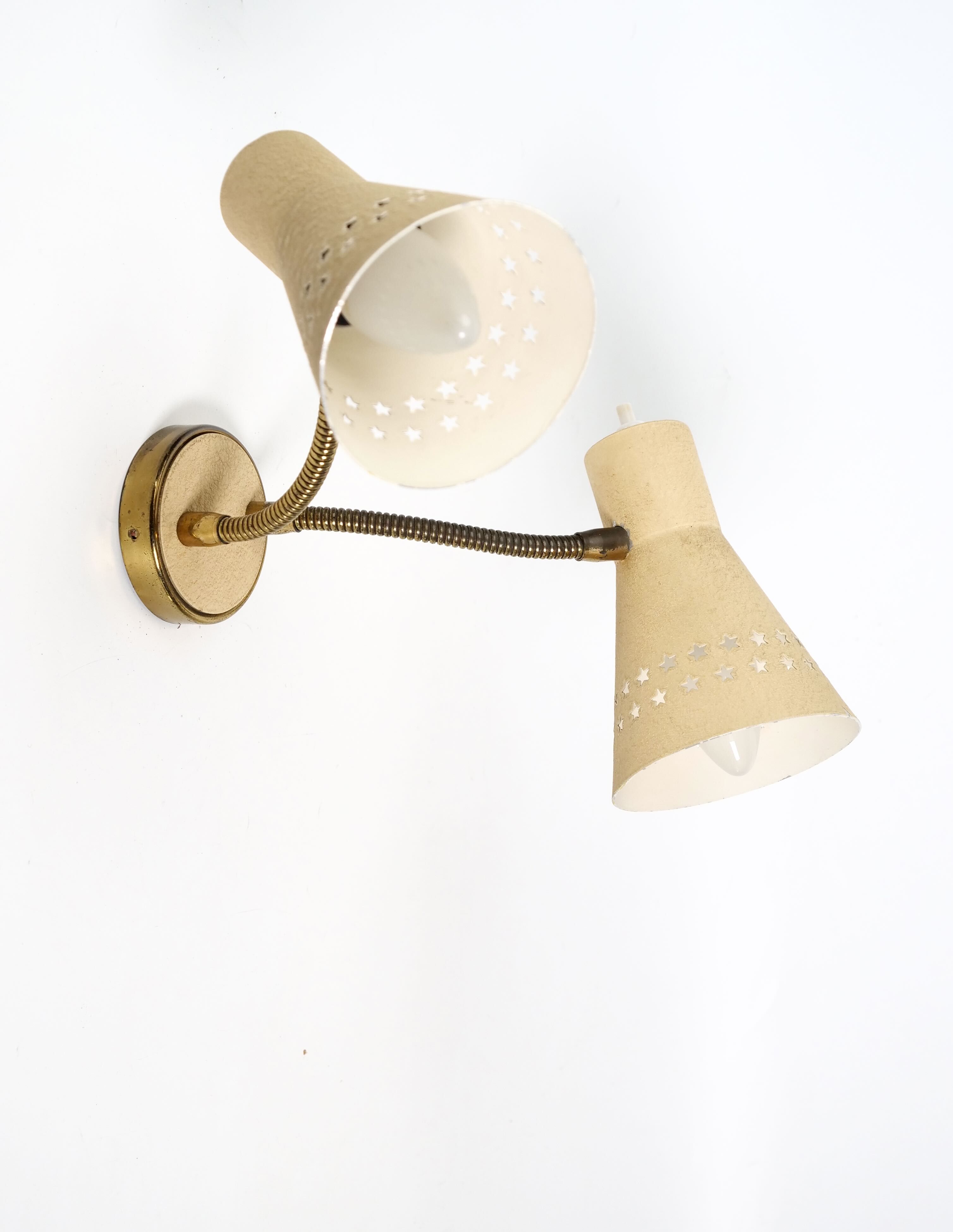 Italian wall lamp double flexible 1950