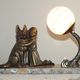 French Art Deco Table Lamp – Kneeling Girl with Dog & Clichy Glass Shade