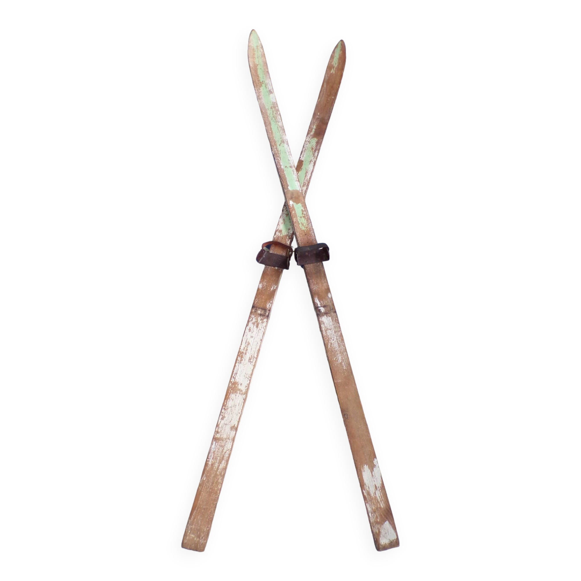 Pair of vintage wooden skis