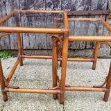 Nesting coffee tables, bamboo, rattan and glass, 70s
