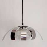 70's chrome metal/glass chandelier