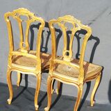 Pair of old canne chairs in gilded wood