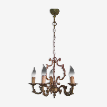Rench bronze 5 light 3 sided cage chandelier