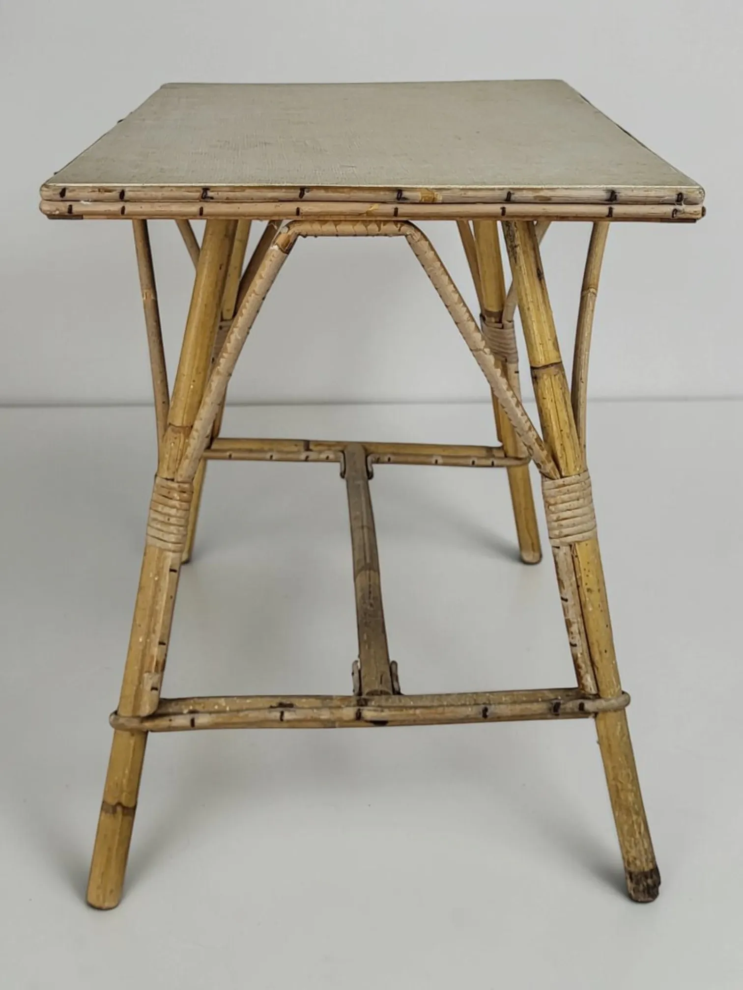 Side table / coffee table in rattan and bamboo, 1960s