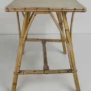 Table d’appoint / table basse en rotin et bambou, 1960's
