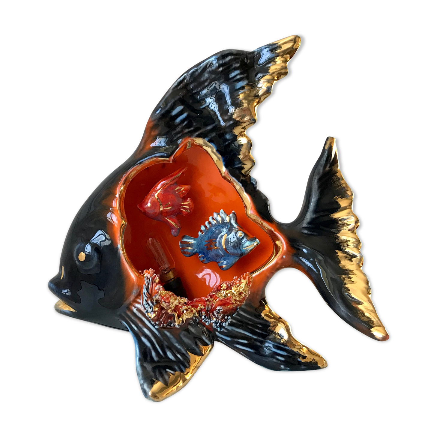 Fish lamp Vallauris vintage 70s
