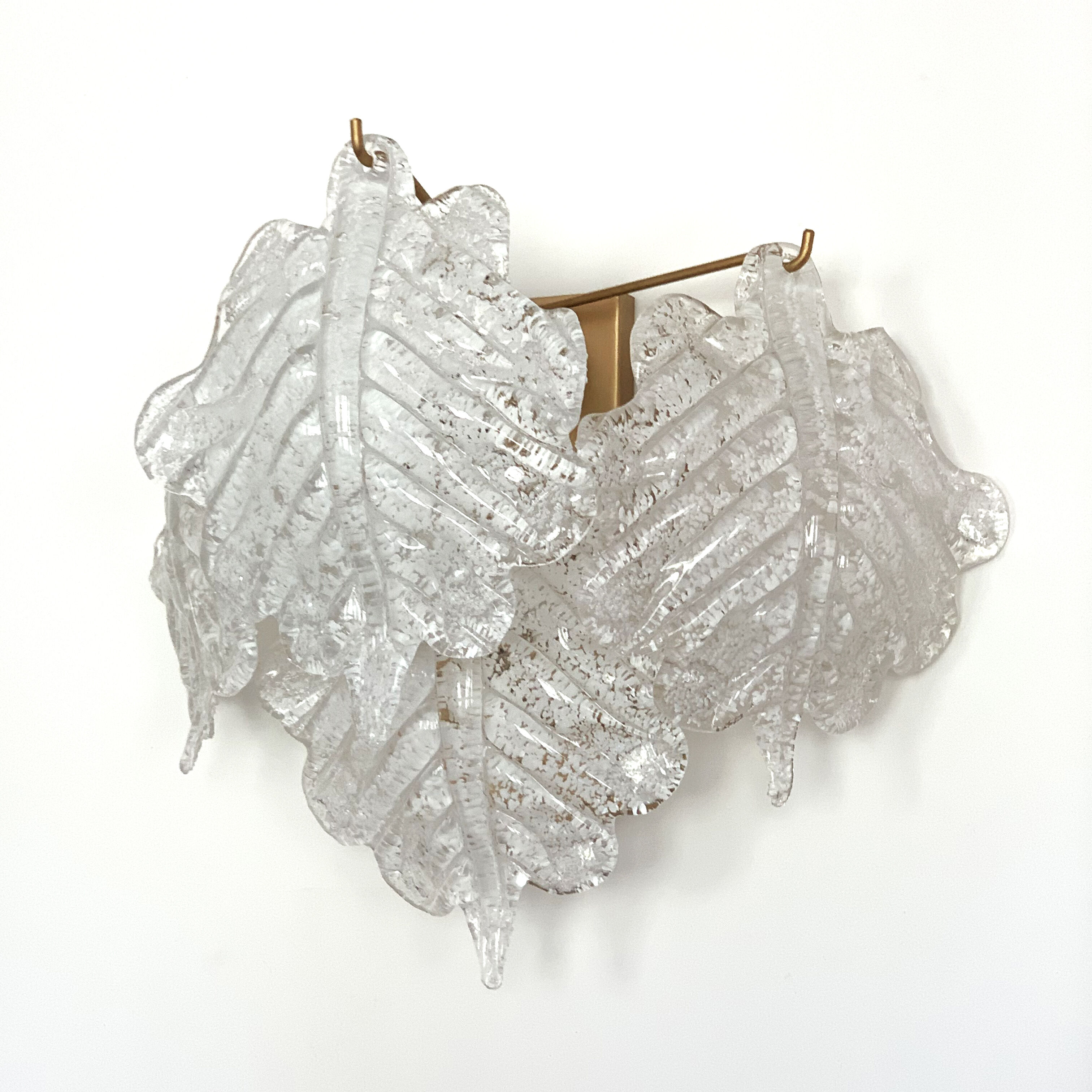 Paire d'appliques en feuilles de verre de Murano