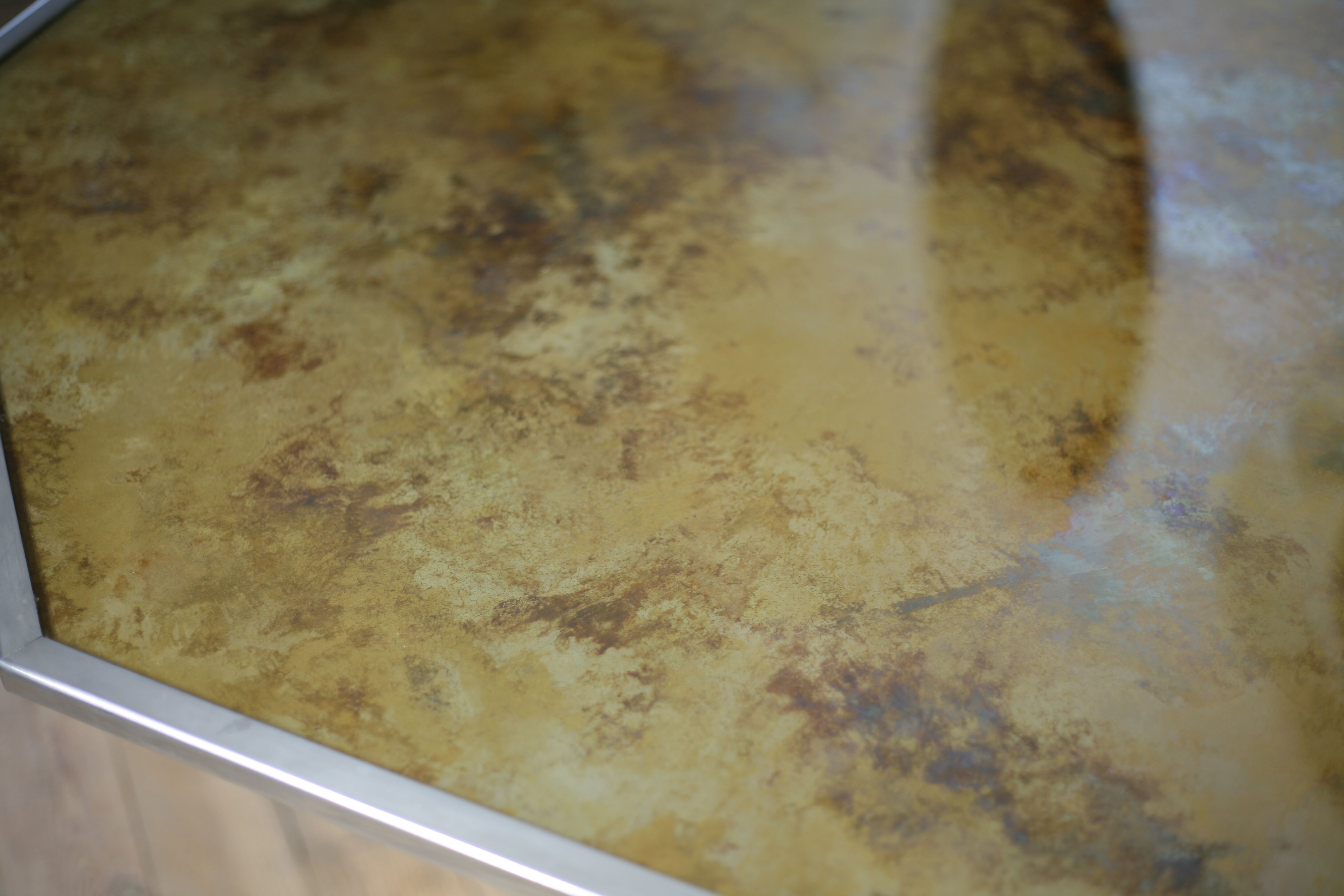 Chrome steel table and glass tray, France, circa 1970