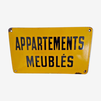 Plaque émaillée "appartements meublés"