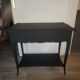 Mat black console / natural wood / gilding – Louis XV style Unique piece