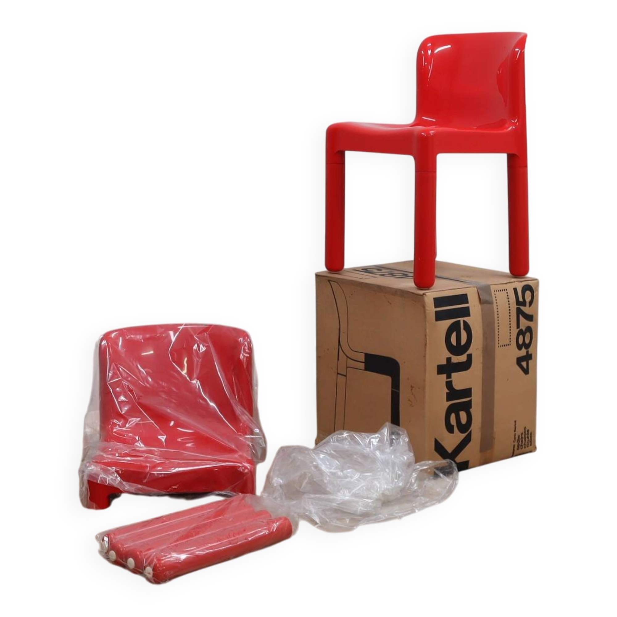 1970s pair of Kartell Model 4875 Chairs by Carlo Bartoli (fund STOCK)