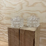 Pair of transparent glass pendant lights