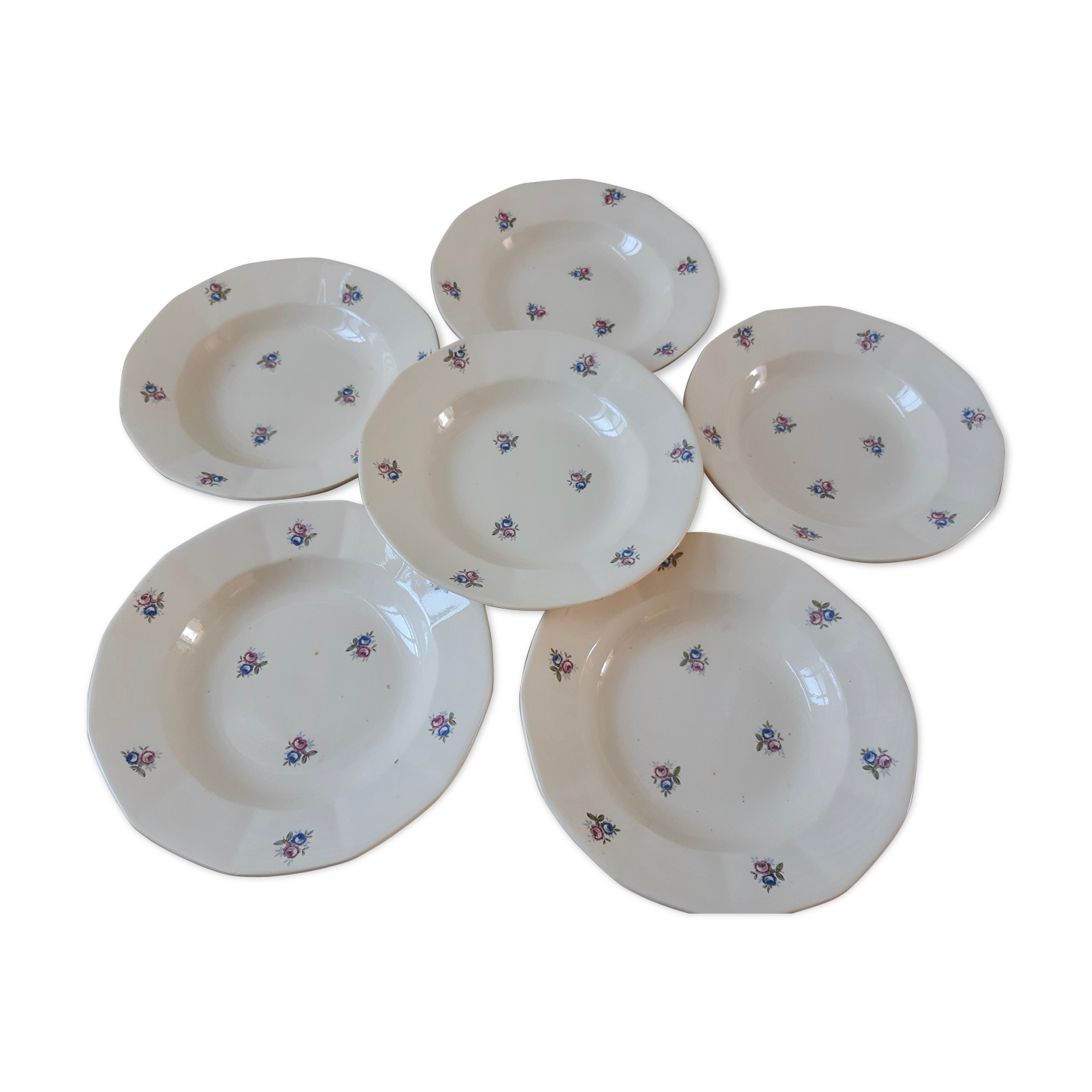 Set of 6 hollow plates Digoin Sarreguemines