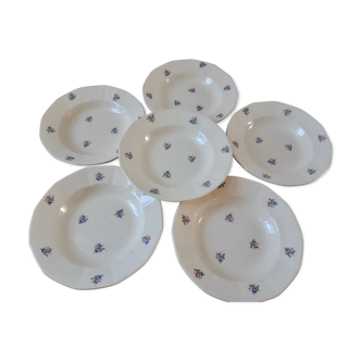 Set of 6 hollow plates Digoin Sarreguemines