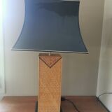 Vintage straw marquetry lamp