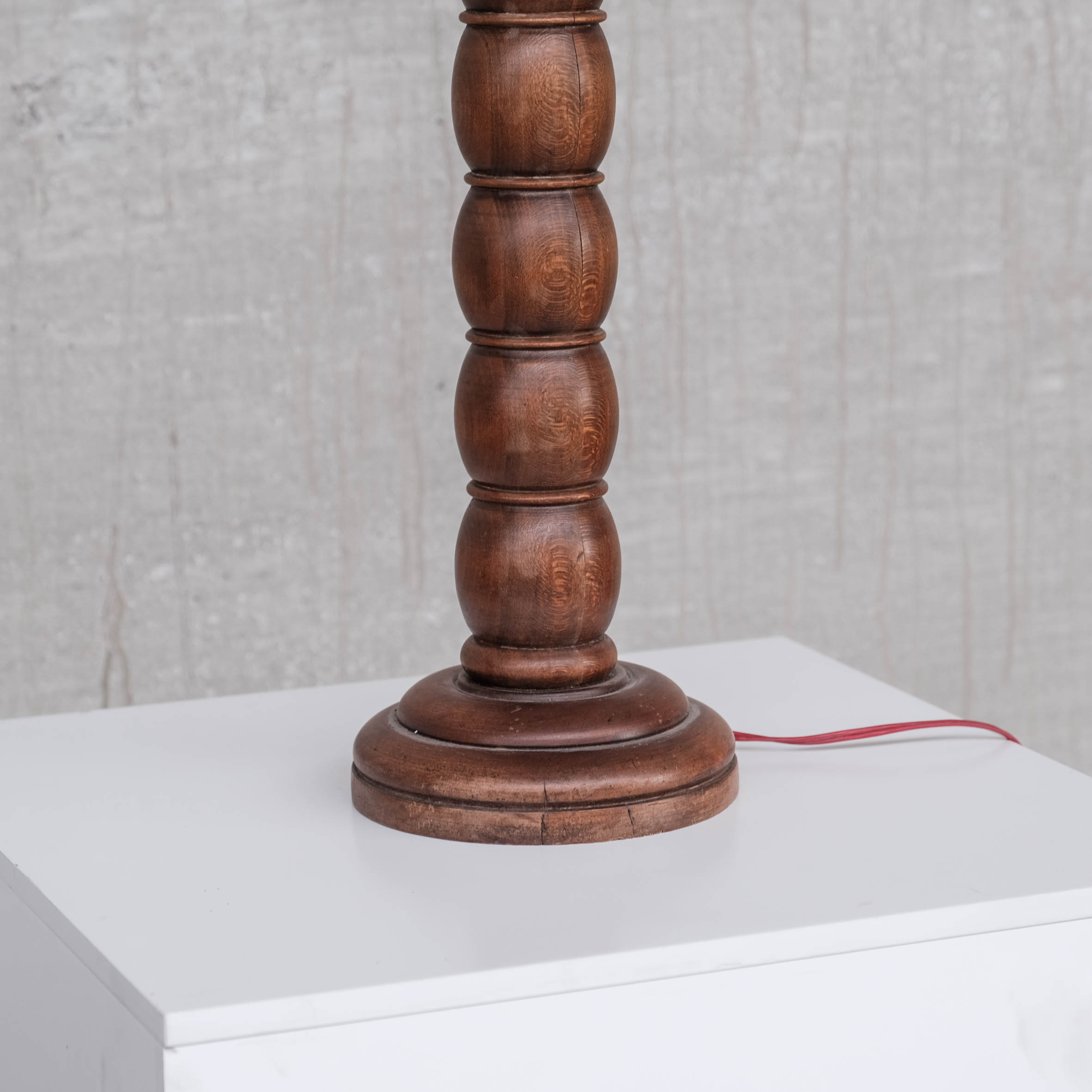 French Mid-Century Tall Wooden Table Lamp