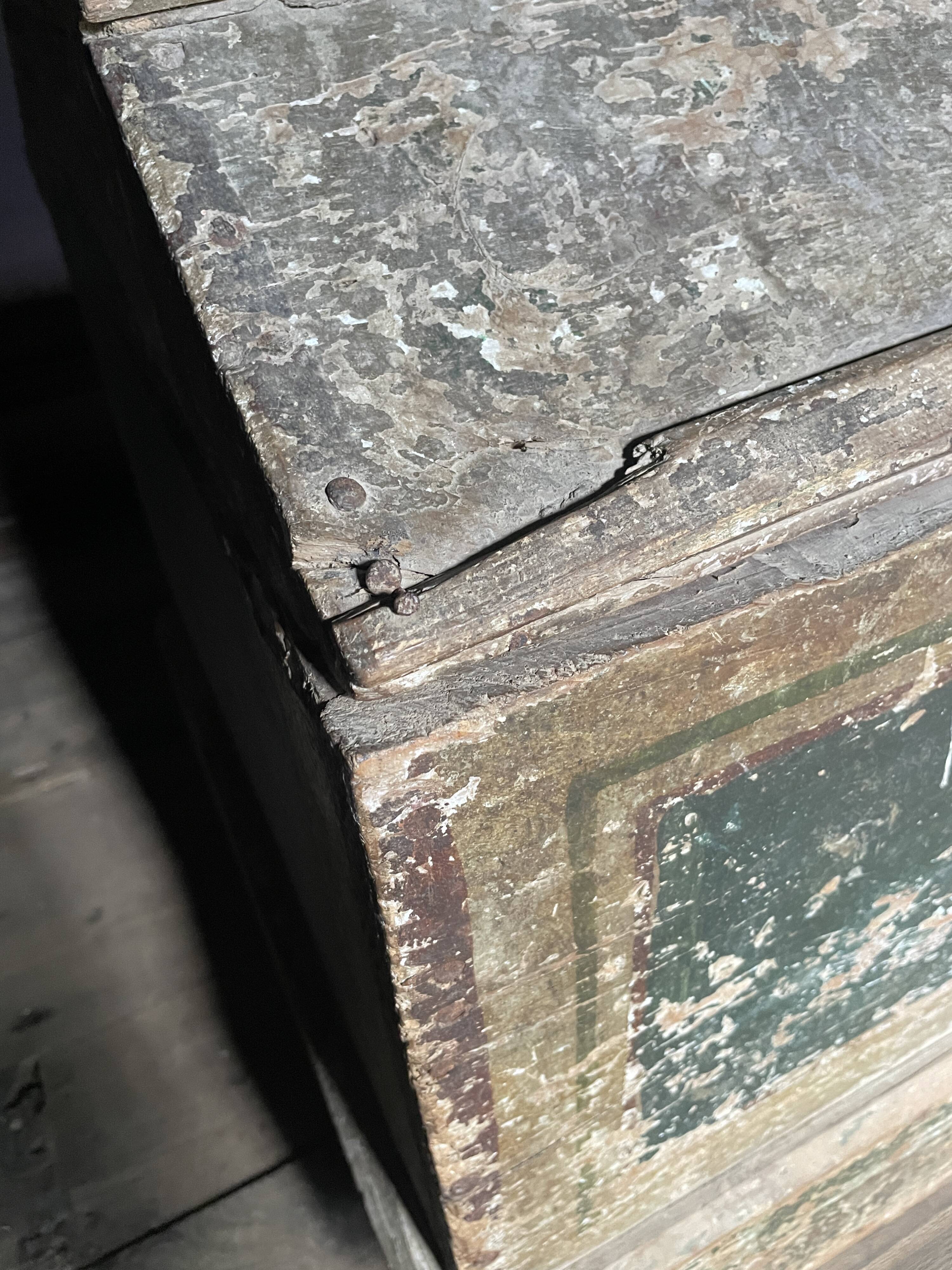 Large Antique 19th Century Continental Painted Pine Blanket Chest | Antique