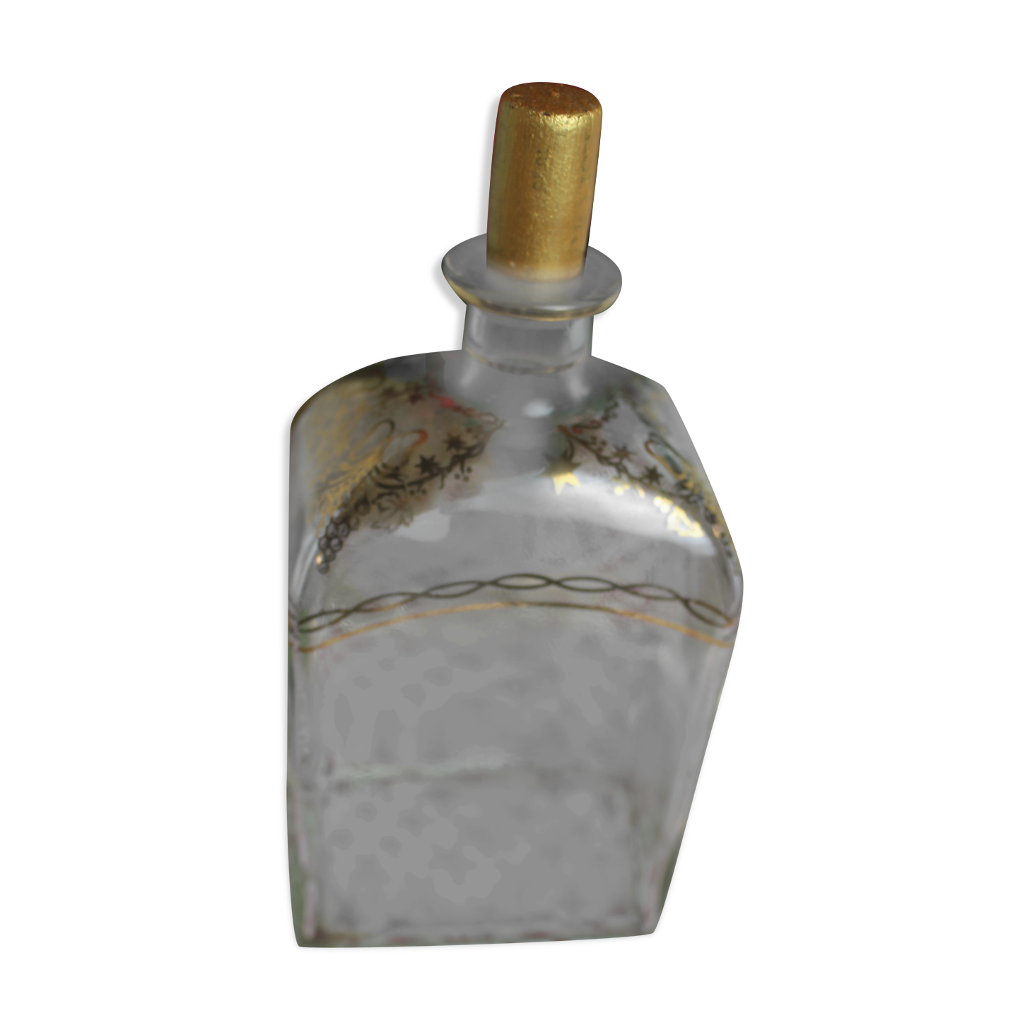 Decorated rectangular glass carafe