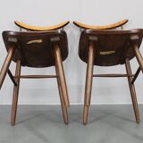 Pair of Drevounia solid beech and plywood veneer chairs, Czechoslovakia, 1970s