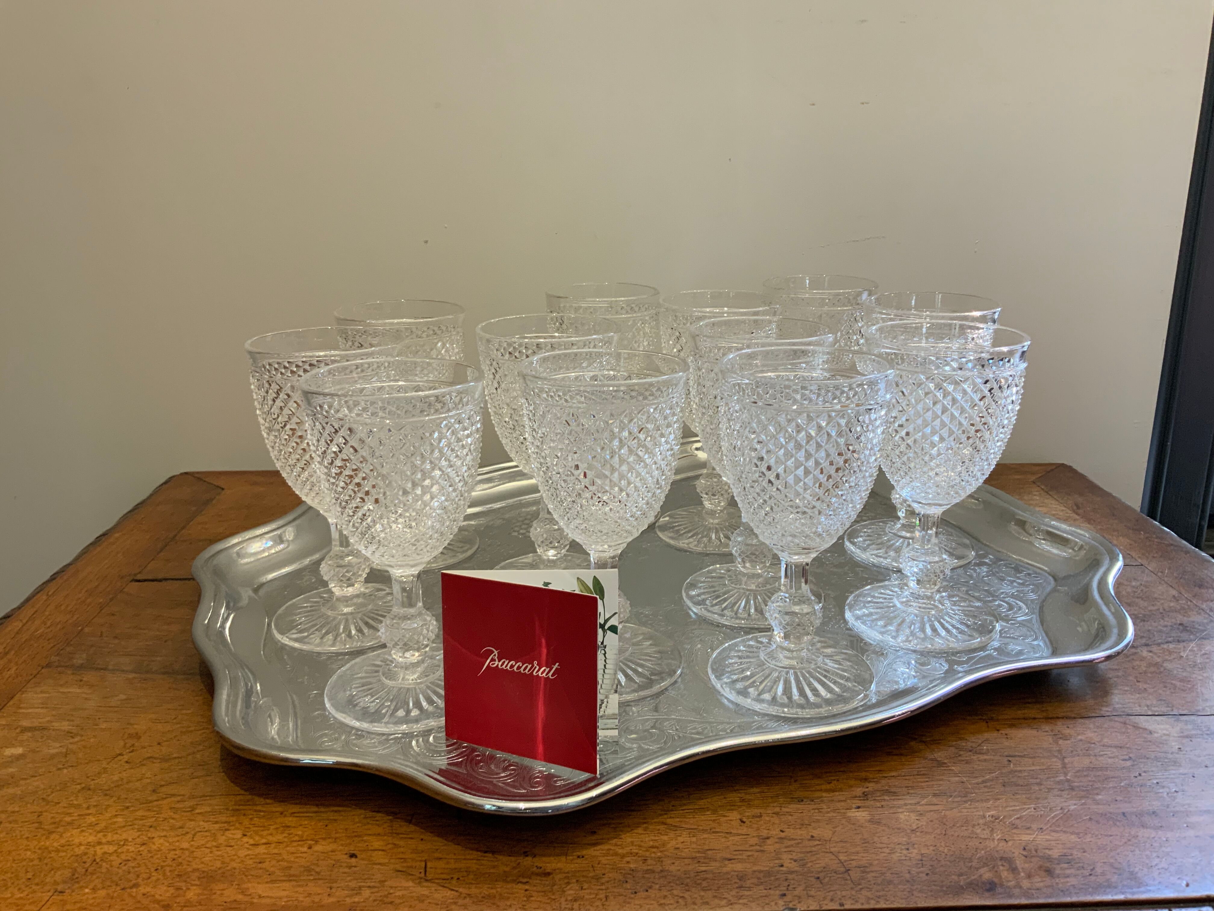 Baccarat 12 wine glasses diamond tips