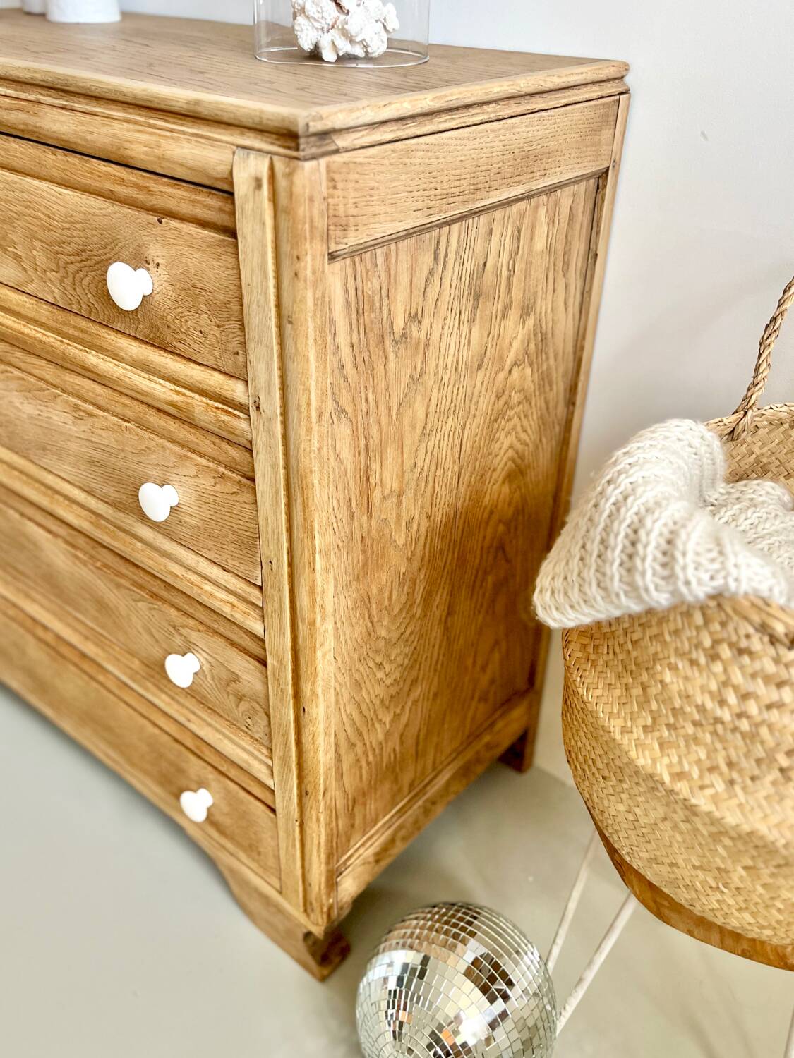 Commode Art Déco en chêne restaurée